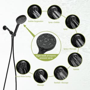 Single Handle 8-Spray Shower Faucet With 1.8 GPM 4.7 in. Adjustable Hand Shower Body Massage Shower Heads in Matte Black
