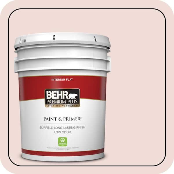 BEHR PREMIUM PLUS 5 gal. #BIC-05 Shabby Chic Pink Flat Low Odor Interior Paint & Primer