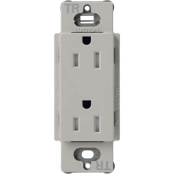 Lutron Claro 15-Amp Tamper-Resistant Duplex Receptacle, Pebble (SCRS-15-TR-PB)