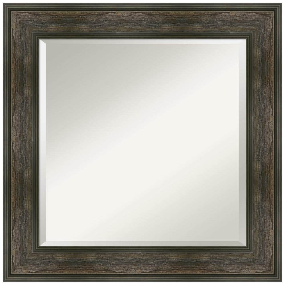 Medium Square Rail Rustic Char Beveled Glass Casual Mirror (26.25 in. H x 26.25 in. W) price history on PriceWatchPro