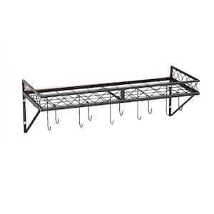 27 in. Black Wall Mounted Kitchen Pot Rack with 10-Hooks