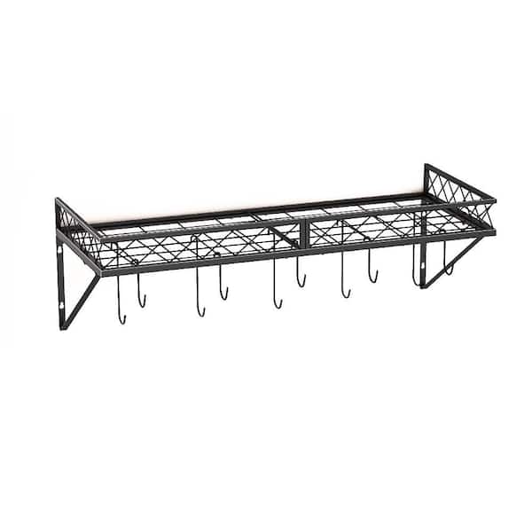 AULEDIO 27 in. Black Wall Mounted Kitchen Pot Rack with 10-Hooks