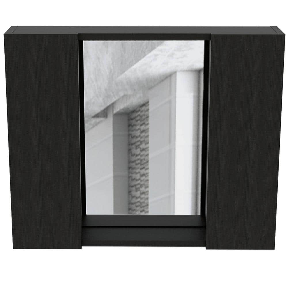 23.6 in. W x 19.5 in. H Black Rectangular Wood Recessed or Surface Mount Me