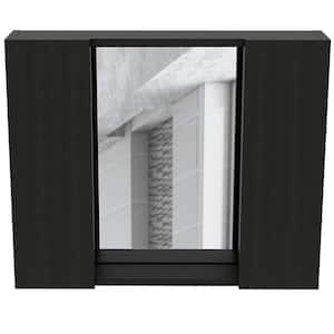 23.6 in. W x 19.5 in. H Black Rectangular Wood Recessed or Surface Mount Medicine Cabinet with Mirror