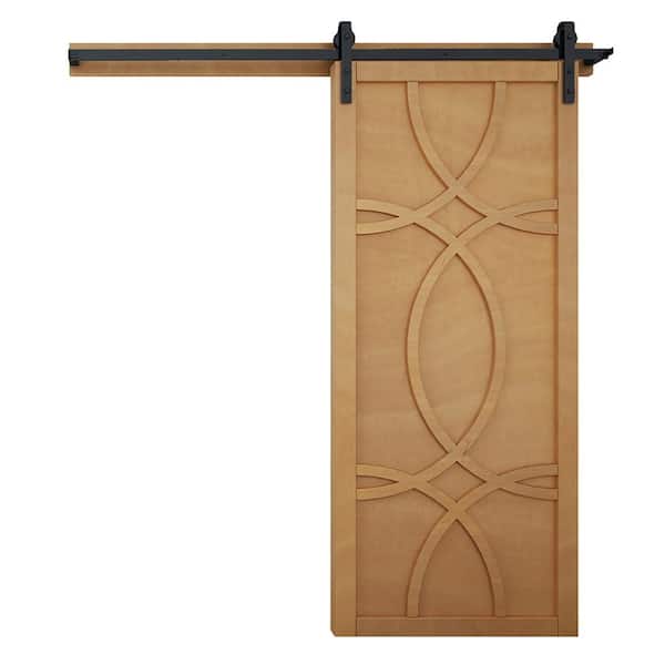 VeryCustom 30 in. x 84 in. The Hollywood Sands Wood Sliding Barn Door with Hardware Kit in Black