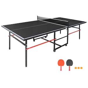 Soozier Portable Table Tennis Table with Net, Paddles, Balls, MDF