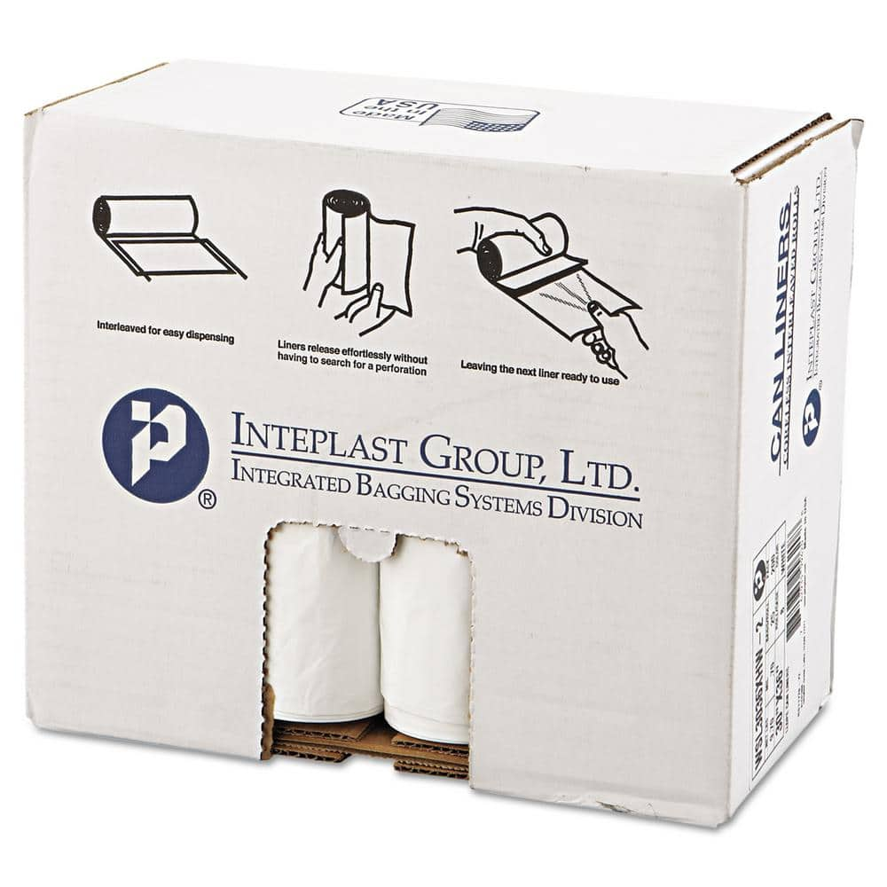 Inteplast Group 30 Gal. White Low-Density Can Liner (25/Roll, 8-Rolls/Carton)