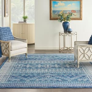 Passion Navy Blue 8 ft. x 10 ft. Persian Modern Transitional Area Rug