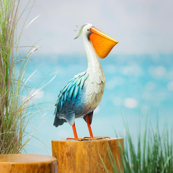 Evergreen 22 in. Elegant Pelican Metal Garden Statue GS0N3YCTC004