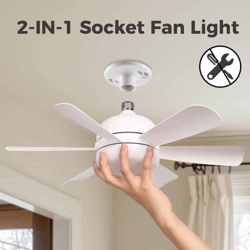 16.5" Screw Socket Ceiling Fan With Light - Remote Controlled With Timer & Dimmable LED