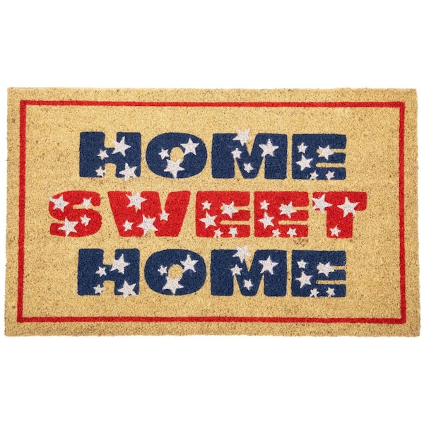 Red and Blue Americana Home Sweet Home Coir Outdoor Doormat 18" x 30"