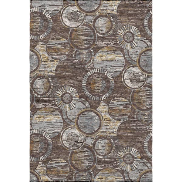 Mayfield Premium Machine Washable Abstract AMF2206 Fudge 10 ft. x 14 ft. Area Rug