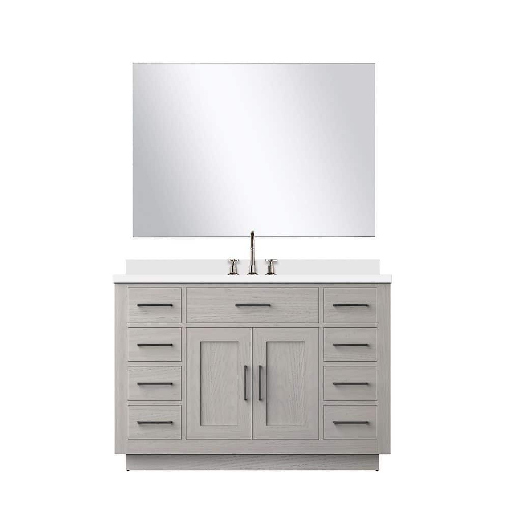 Condor 48 in W x 22 in D White Oak Single Bath Vanity with White Quartz Top, 43 in Mirror and Faucet Set price history on PriceWatchPro