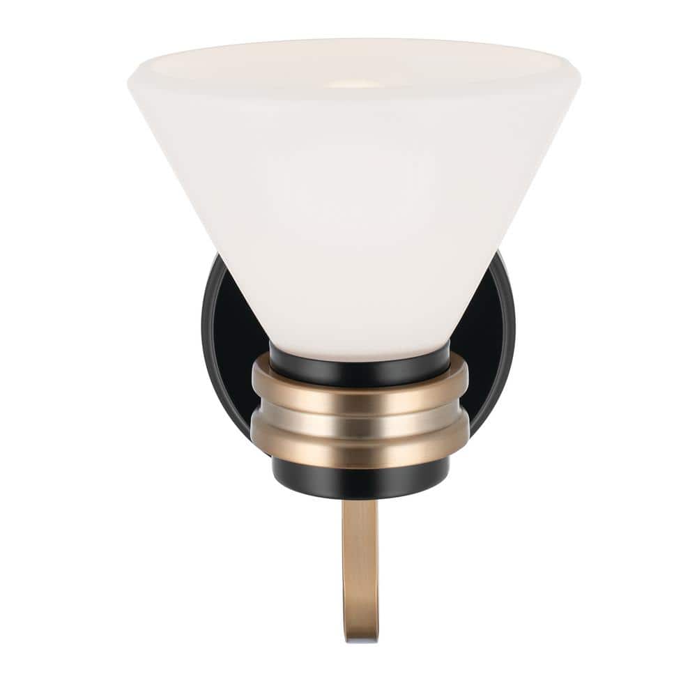 Black and Bronze Opal Glass Dimmable Wall Sconce