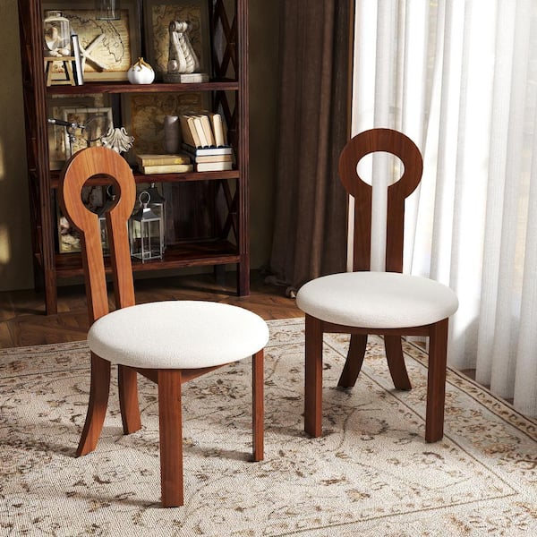 Magic Home (Set of 2) Modern Lambswool Sitting Cushion Dining Chair Desk Chair Furniture in Walnut