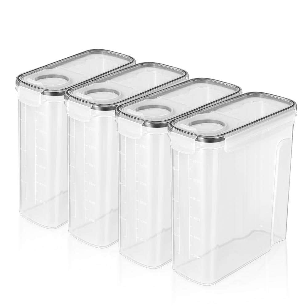 4 Pack Clear Airtight Food Dispenser Containers - For Kitchen Organization 