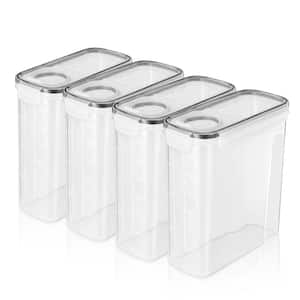4 Pack Clear Airtight Food Dispenser Containers - For Kitchen Organization - Store Pasta, Cereal, Dry Foods, and More