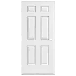 36 in. x 80 in. Utility 6-Panel Right-Hand Outswing Primed Steel Prehung Front Exterior Door