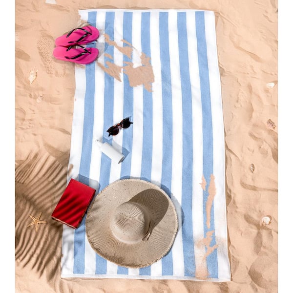  LANE LINEN 100% Cotton Beach Towel, Pack of 4 Beach Towels Set,  Cabana Stripe Pool Towels, Oversized Beach Towels for Adults (30 x 60”),  Highly Absorbent, Large Beach Towels, Quick Dry