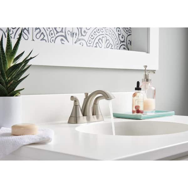 Parkwood 4 in. Centerset 2-Handle Bathroom Faucet with Pop-Up Assembly in Brushed Nickel
