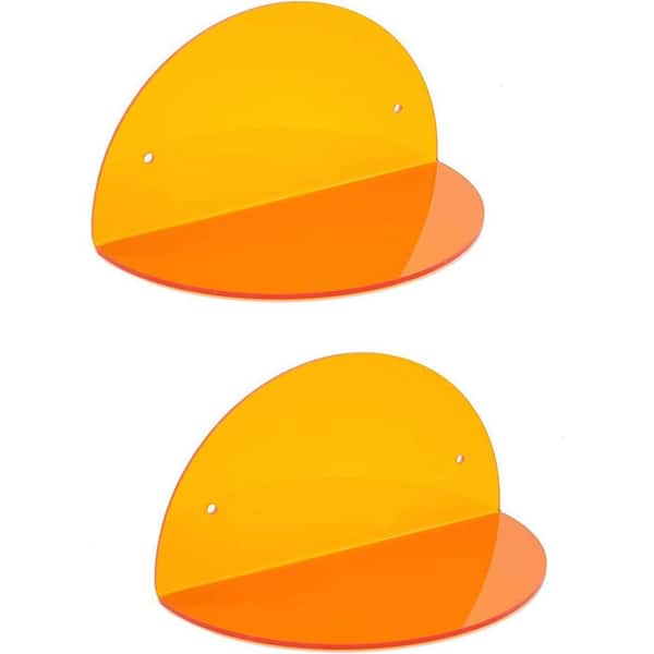 8 in. W x 4 in. D Orange Acrylic Small Floating Shelves Decorative Wall Shelf (2-Pack)
