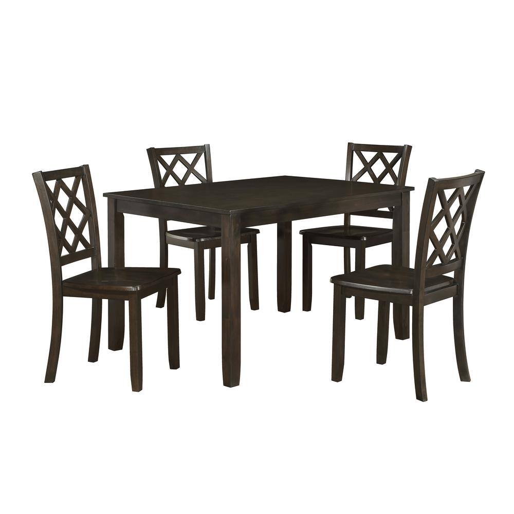 Trellis Brown Solid Wood 5-Piece Rectangular Dining Set