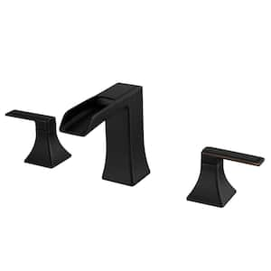 Modern 8 in. Widespread Double Handle Brass Bathroom Faucet with Pop Up Drain, Water Supply Hoses in Oil Rubbed Bronze