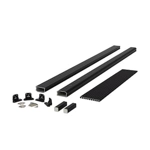 BRIO 36 in. x 72 in (Actual: 36 in. x 70 in.) Black PVC Composite Stair Railing Kit w/Round Aluminum Black Balusters