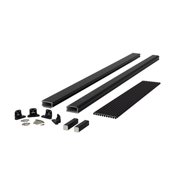 Fiberon BRIO 36 in. x 72 in (Actual: 36 in. x 70 in.) Black PVC Composite Stair Railing Kit w/Round Aluminum Black Balusters