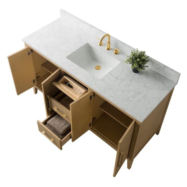 ❁*·⑅moca*·⑅❁*· Hudson 61 in. White Oak Single Sink Bathroom Vanity with