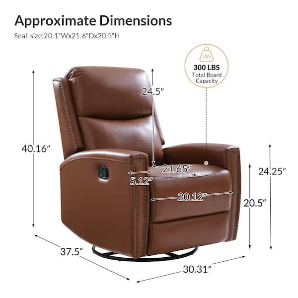 JAYDEN CREATION Regina 30.31 in. Wide Brown Genuine Leather Swivel