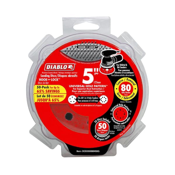 DIABLO - 5 in. 80-Grit Hook and Lock ROS Sanding Discs