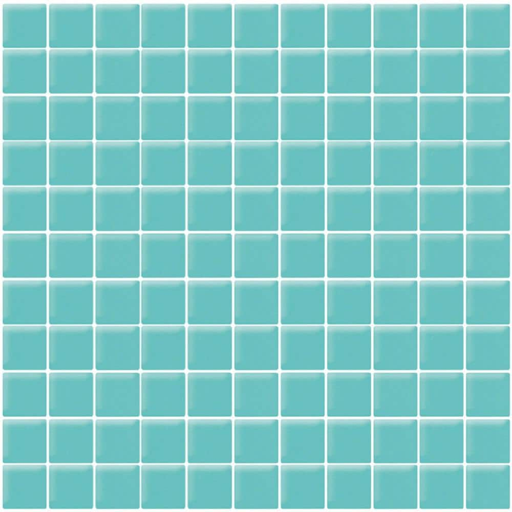 Aqua Blue 4 in. x 5 in. Matte Finished Glass Mosaic Tile Sample (0.13 sq. ft./Piece) -  Apollo Tile, A88041M 1X1SMPL