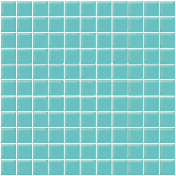 Apollo Tile Aqua Blue 11.8 in. x 11.8 in. 1 in. x 1 in. Matte Finished Glass Mosaic Tile (9.67 sq. ft./Case)