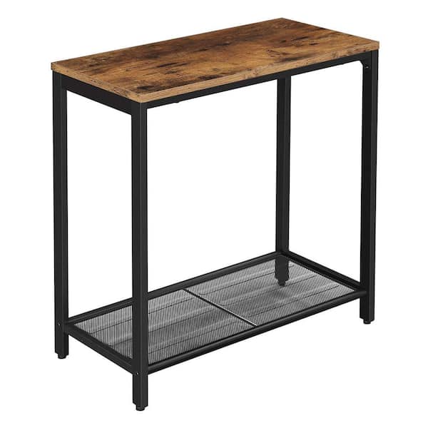 Benjara 23.6 in. Brown and Black Rectangle Wood End Table with Storage Shelf