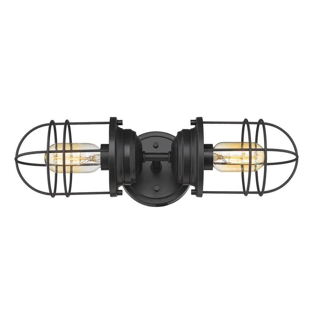 Matte Black Industrial Double Cage Wall Sconce