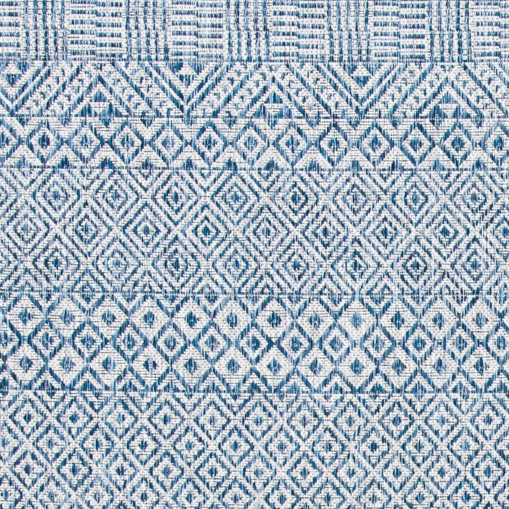 Square Blue Synthetic Non-slip Stain-resistant Area Rug