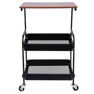 Black Rolling 3-Tier Iron Printer Stand Shelving Unit (16.93 in. W x 29.21 in. H x 11.81 in. D)