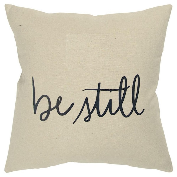 HomeRoots Natural Solid Polyester 20 in. x 20 in. Throw Pillow