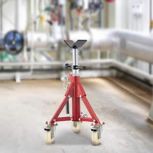 Pipe Jack Stand w/Casters 882 lbs. V Head Pipe Stand Adjustable Height 20 in., 37 in. Folding Pipe Stands 1/8 to 12 in.