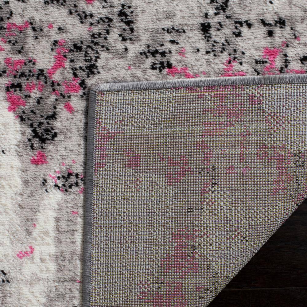 Gray and Pink Abstract 9' x 12' Washable Area Rug