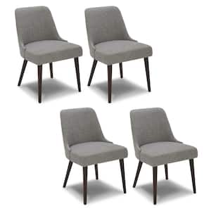 Leo Fog Gray Mid-Century Modern Dining Chairs with Fabric Seat and Wood Legs for Kitchen and Dining Room (Set of 4)