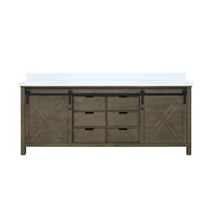 Marsyas 80 in W x 22 in D Rustic Brown Double Bath Vanity and Cultured Marble Countertop