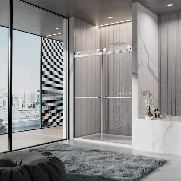 NANAWO PRESTIGE 60 in. W x 80 in. H Sliding Frameless Shower Door