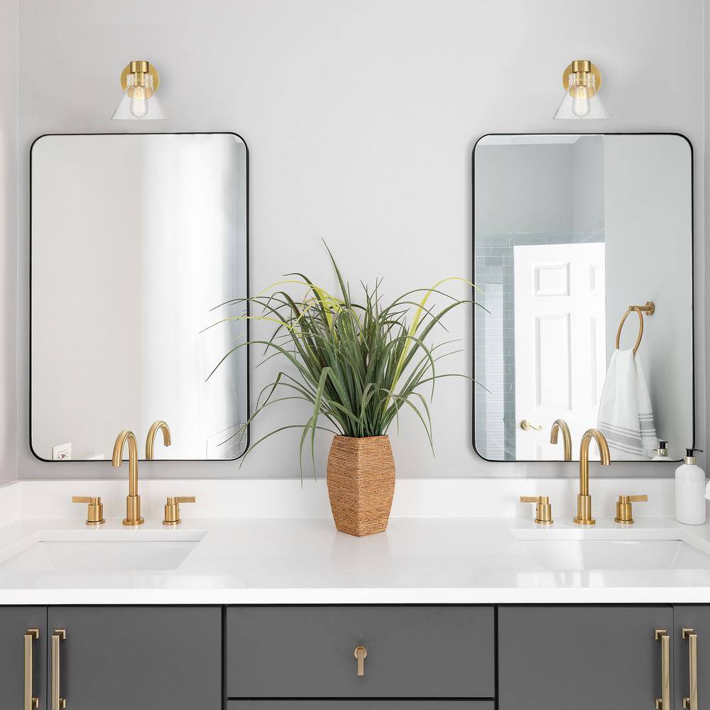 Willow Creek 7.5 inch Brushed Gold Wall Sconce with Clear Glass Shade