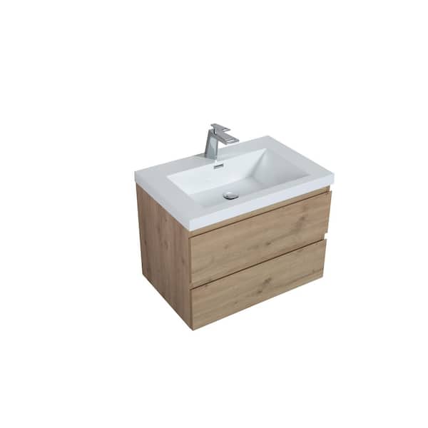 Equinox 30 in. in. W x 19-5/8 in. in. D x 22-1/2 in. in. H Floating Bath Vanity Natural Oak White Ceramic Top Assembled