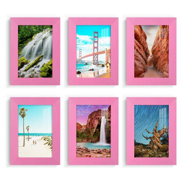 Wexford Home Textured 5 in. x 7 in. Pink Picture Frame (Set of 6