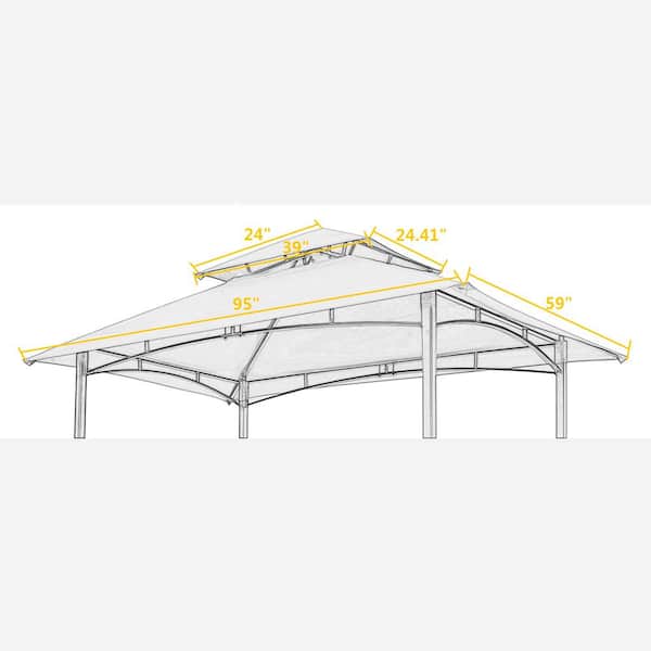 Tatayosi 4 ft. L x 5 ft. L Beige Double Tiered BBQ Tent Roof