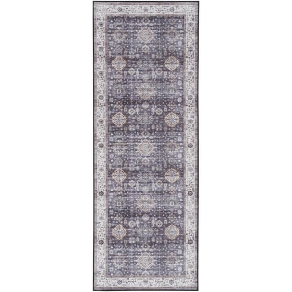 Nourison Fulton Charcoal 2 ft. x 5 ft. Vintage Persian Traditional Runner Kitchen Rug