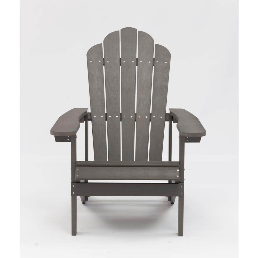 Classic HIPS All-Weather Gray Plastic Adirondack Chair, Outdoor Patio Weath